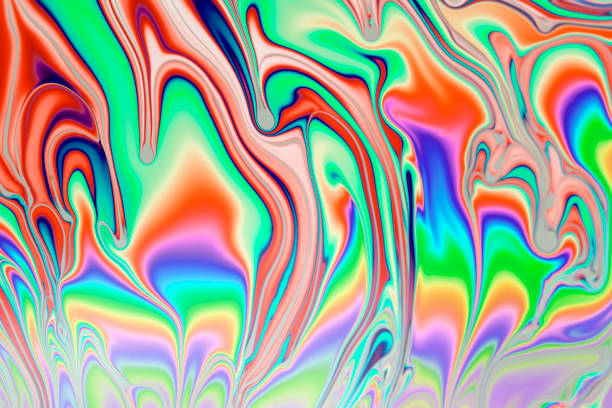 This is a photo of a close look to a soap bubble. Soap bubbles creates different colors and shapes.