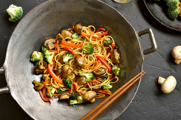 istock Stir-fry noodles with vegetables in wok pan 1156073006
