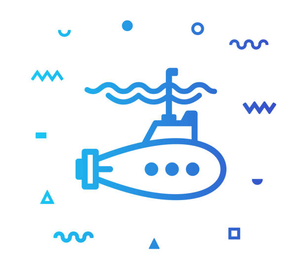 ilustrações de stock, clip art, desenhos animados e ícones de submarine line style icon design - submarine navy underwater military ship