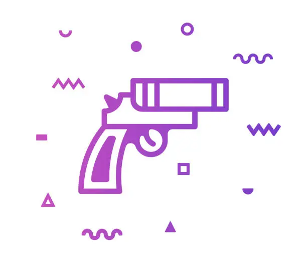Vector illustration of Flare Gun Line Style Icon Design