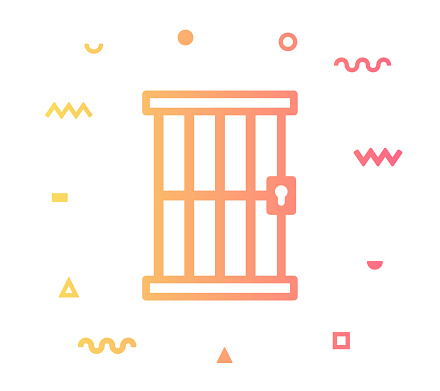 Remand prison outline style icon design with decorations and gradient color. Line vector icon illustration for modern infographics, mobile designs and web banners.