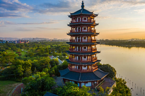 istock Chinese Traditional Architecture in Aerial Morning 1156080358