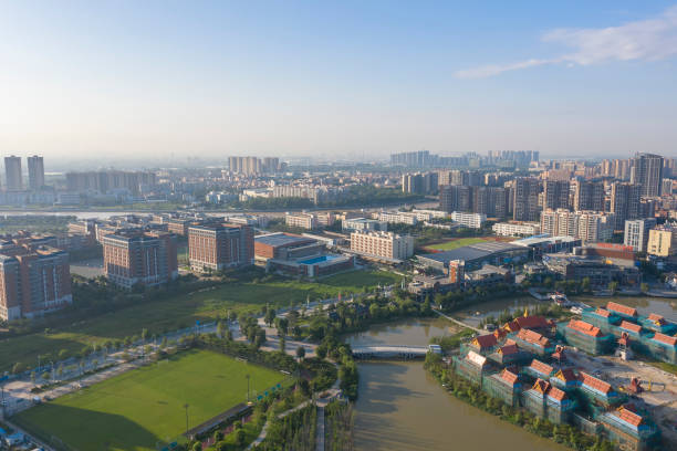 istock Buildings around Wetland Park 1156081173