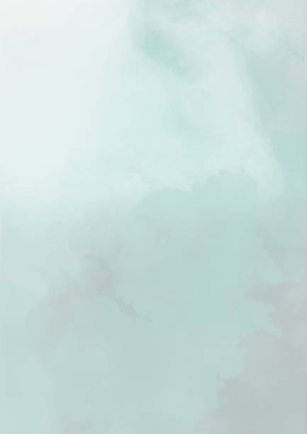 istock Teal colored watercolor cloudscape background, abstract illustration 1156083304