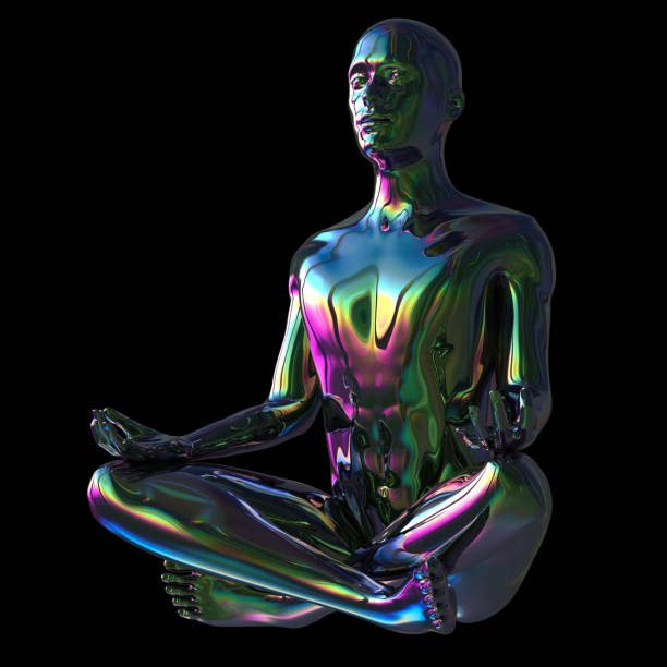 istock Zen lotus pose man meditating calm stylized statue polished 1156088628
