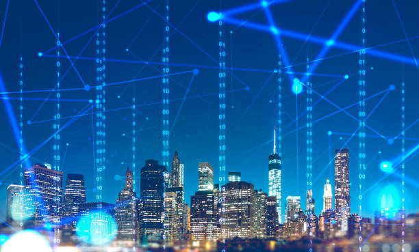 istock Digital city. Smart city concept. Network 1156091709