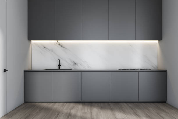 istock White marble kitchen with gray countertops 1156091927