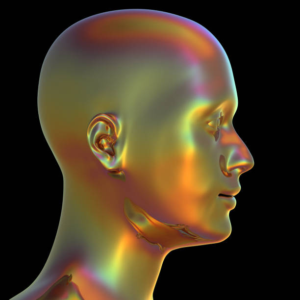 istock Iron man head silhouette stylized metallic colorful 1156092126