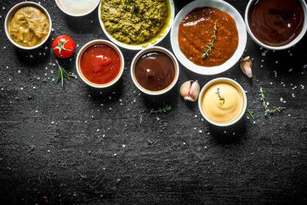 istock Bowls with delicious sauces. 1156092153