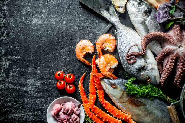 istock Assortment of fresh seafood. 1156095413
