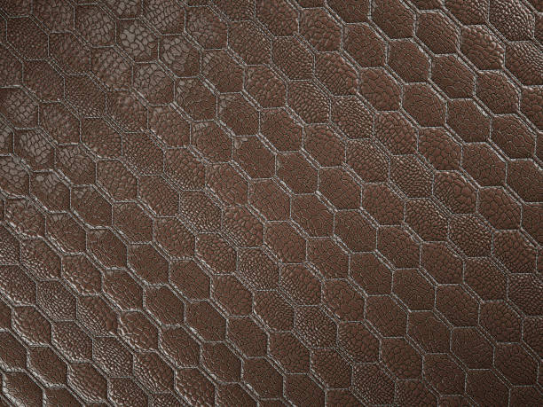 istock Alligator or crocodile brown Leather. Square stitched texture or background with bumps 1156095827