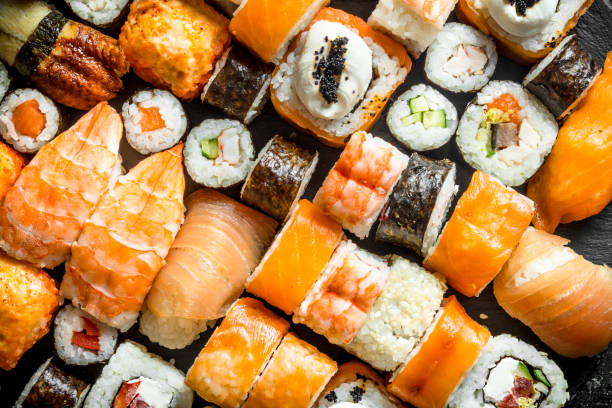 istock Variety of sushi, Maki and rolls. 1156095982