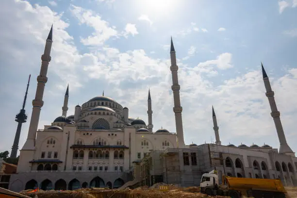 The Republic mosque that is now largest mosque in Istanbul during the building time