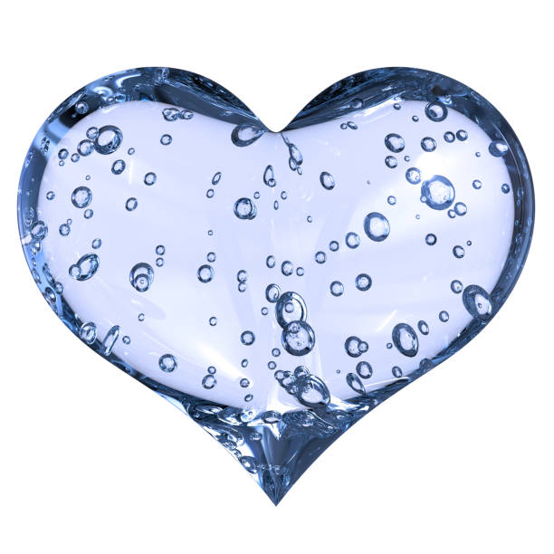 istock Liquid heart shape symbol water translucent with oxygen bubbles 1156099017