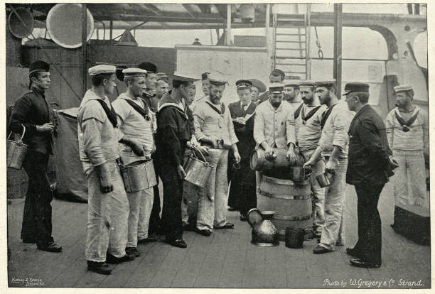 英国海軍の船員は、グロッグ(ラム)の配給を拒否し、1895年 - seafarers ストックフォトと画像