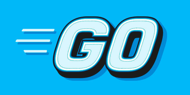 GO white word text on blue background as motivational message banner. Vector illustration. GO white word text on blue background as motivational message banner. Vector illustration go single word stock illustrations