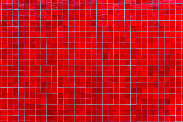 istock Red mosaic tile wall. Abstract square mosaic tile red background 1156103119