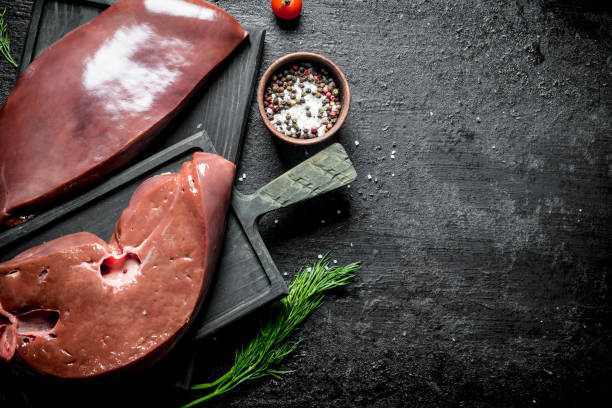 istock Raw liver with dill and spices in bowl. 1156104291