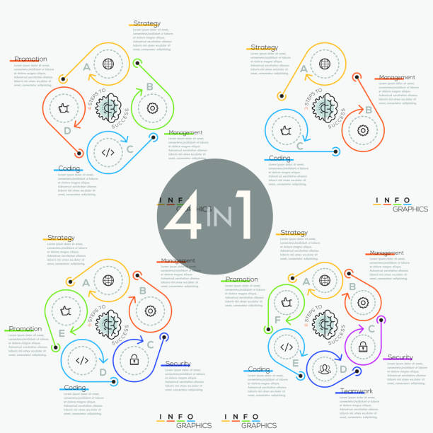 коллекция из четырех шаблонов инфографики - 2786 stock illustrations