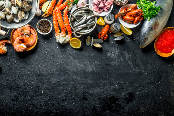 istock Assortment of fresh seafood. 1156107043