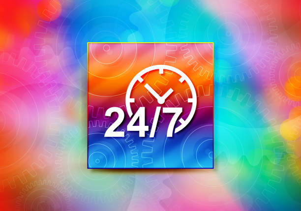 istock 24/7 clock icon abstract colorful background bokeh design illustration 1156111011