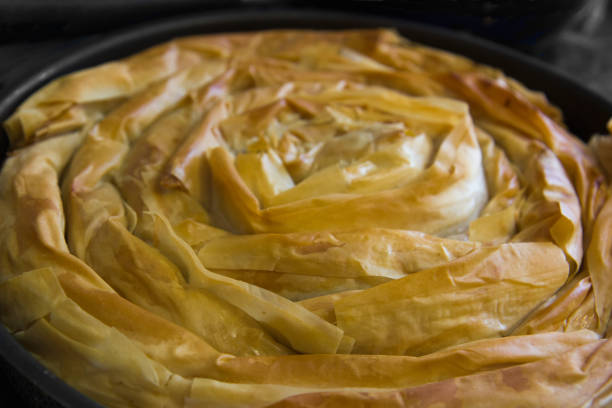 Traditional homemade spiral shape banitsa borek - Bulgarian burek