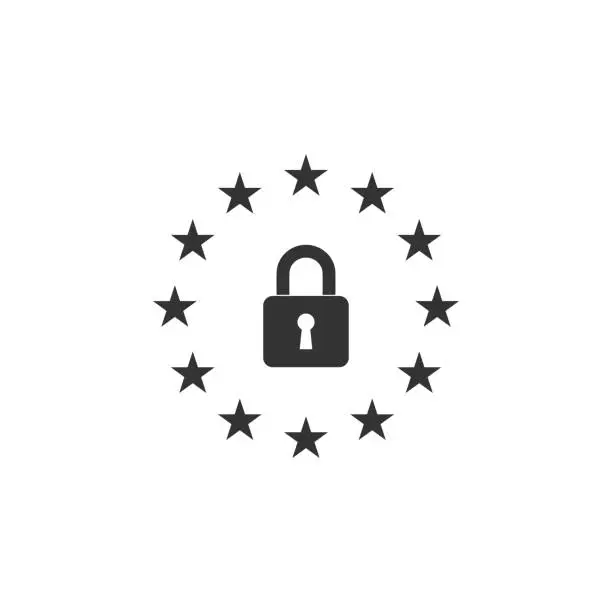 Vector illustration of GDPR - General data protection regulation icon isolated. European Union symbol. Security, safety, protection, privacy concept. Flat design. Vector Illustration