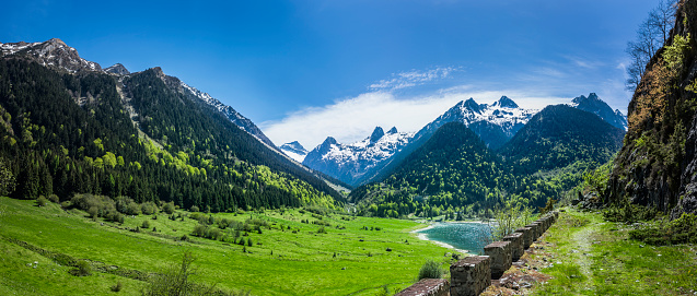 View of the Lac du Tech in the Pyrenees Europe
