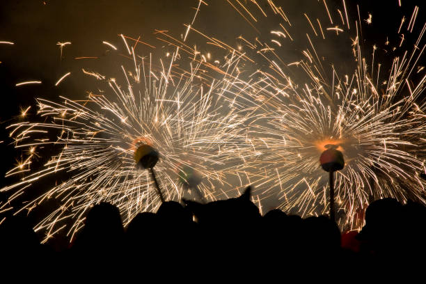 Once a year takes place the catalan celebration of Correfocs, where people do fireworks dressed as demons on the street.
