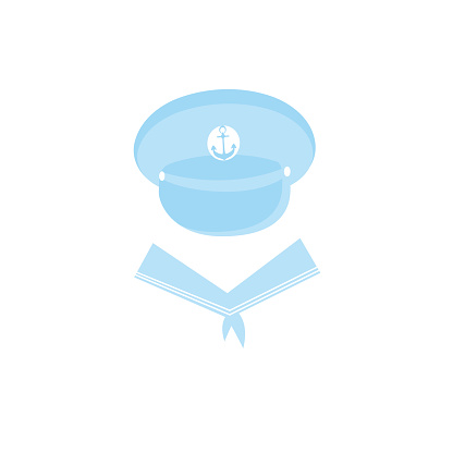 Sailor cap with an anchor. Captain Hat. sailor collar