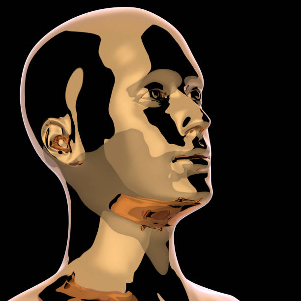 istock Head silhouette golden man stylized metallic portrait polished 1156121959