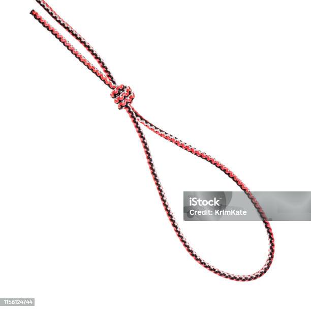 Loop Of Gallows Knot Tied On Synthetic Rope Stock Photo - Download Image Now - Artificial, Black Color, Cable