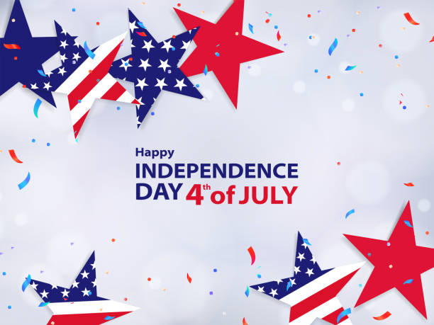 ilustrações de stock, clip art, desenhos animados e ícones de fourth of july. 4th of july holiday banner - american flag star shape striped fourth of july