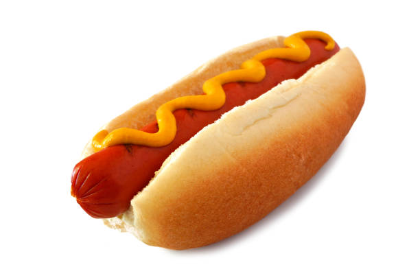 istock Hot dog with mustard isolated on white 1156128869