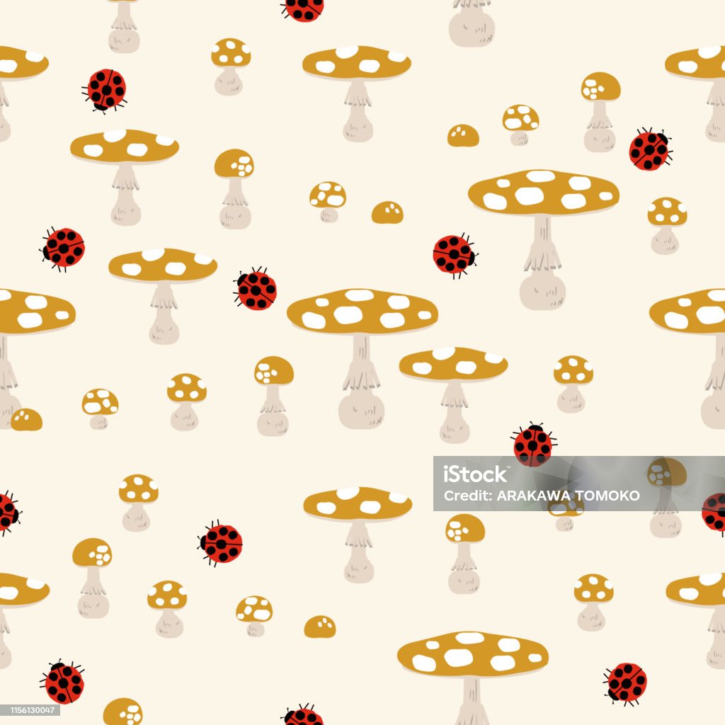 Seamless pattern of mushrooms. Red mushroom wallpapers. Seamless pattern Arrangement stock vector
