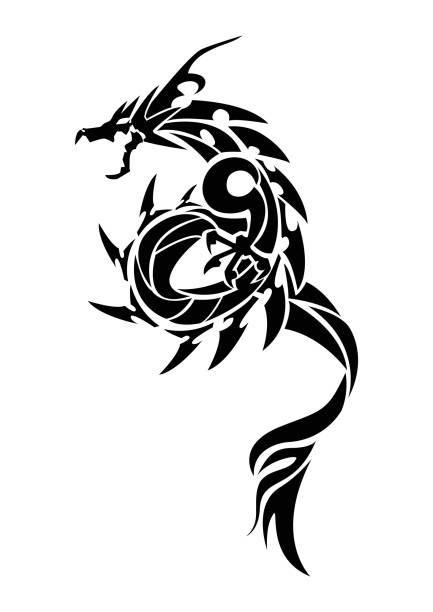 Tribal Dragon Tattoo Design Dragon Sticker Tribal Dragon For Tattoo Stock  Illustration - Download Image Now - iStock