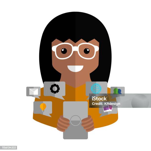 Community Manager With A Smartphone Vector Stock Illustration - Download Image Now - Adult, Business, Business Strategy