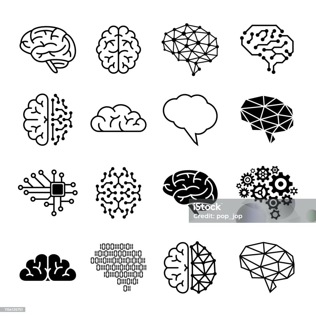 Human brain icons - vector illustration - Royalty-free Símbolo de ícone arte vetorial