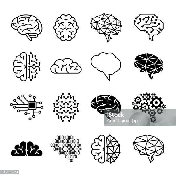 Human Brain Icons Vector Illustration Stock Illustration - Download Image Now - Icon, Vector, Human Brain
