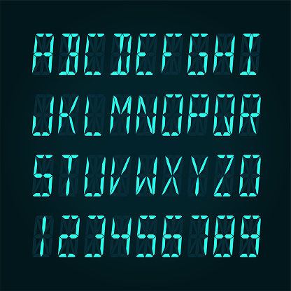 Digital LCD display font - vector illudtration