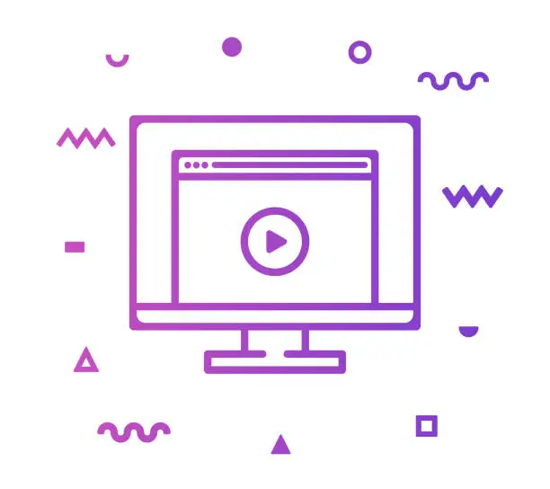 Vector illustration of Video Player Line Style Icon Design