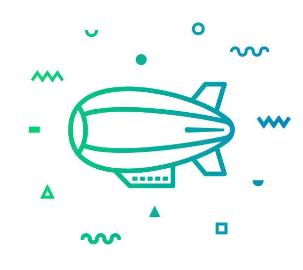 Vector illustration of Zeppelin Line Style Icon Design