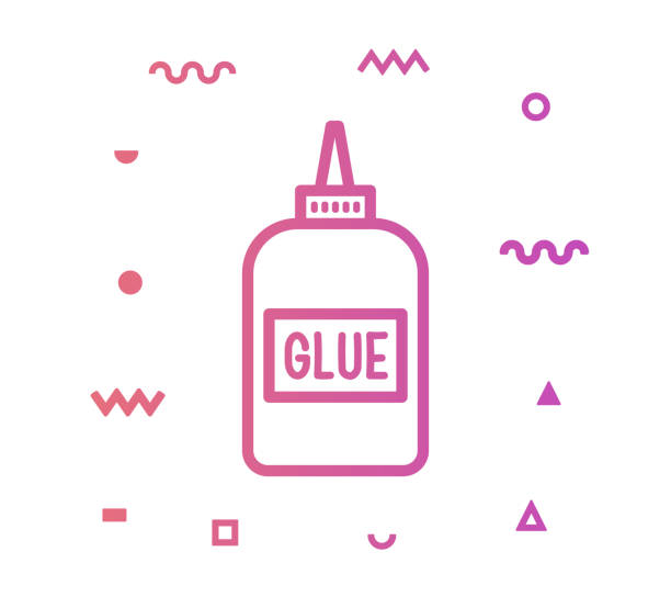 ilustraciones, imágenes clip art, dibujos animados e iconos de stock de diseño de icono de estilo de línea de pegamento - glue bottle isolated art and craft