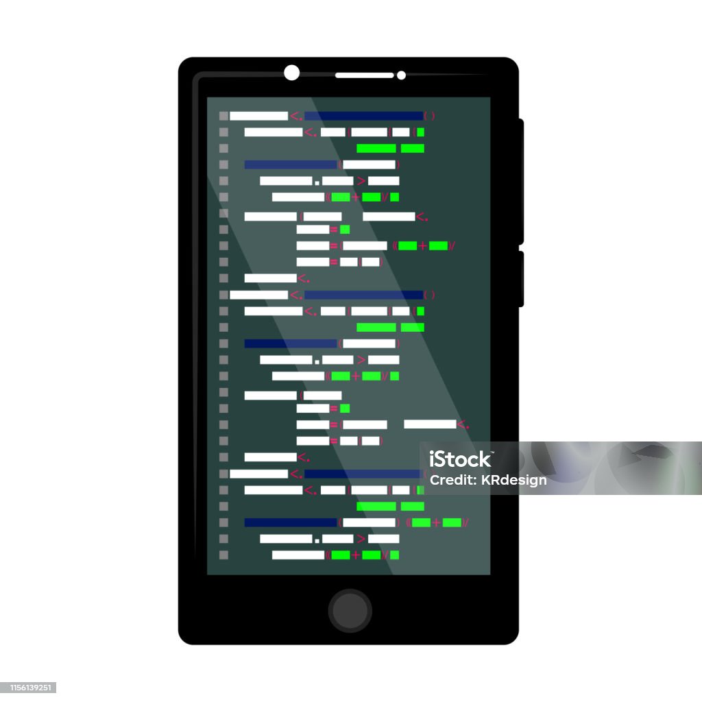 Programming Code On A Smartphone Screen Stock Illustration - Download ...