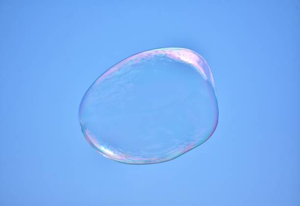Soap bubble on blue sky background in gdynia