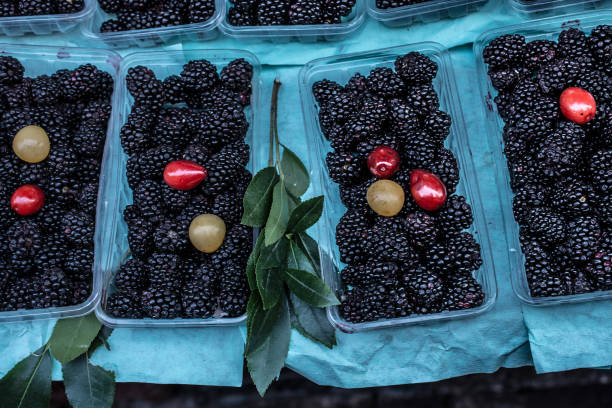 istock Blackberries in a plastic package on sale 1156143957