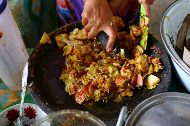 istock shaved rujak. Indonesian fruit salad with hot spicy sauce 1156144716