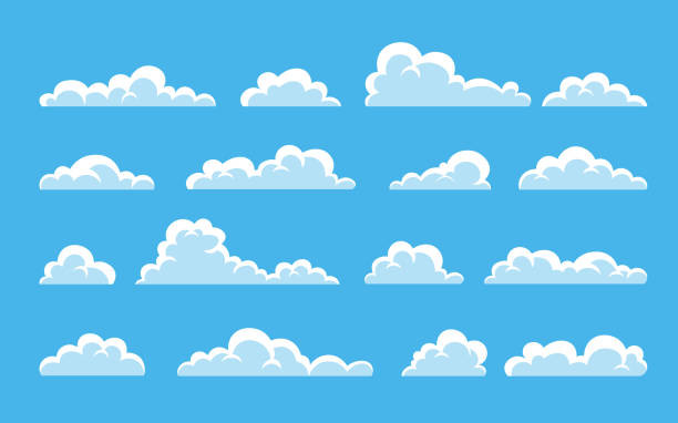 Cloud. Abstract white cloudy set isolated on blue background. Vector illustration Cloud. Abstract white cloudy set isolated on blue background. Vector illustration. sky icons stock illustrations