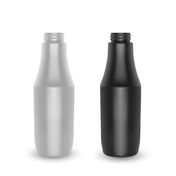 istock Set of bottles. White and black plastic container for Ketchup or mustard, nutritional supplements. Vector illustration isolated on white background 1156149064