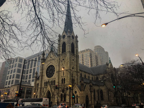 Chicago/ Illinois/Usa - April 14, 2019: The Holy Name Cathedral is one of the largest Roman Catholic dioceses in the USA.